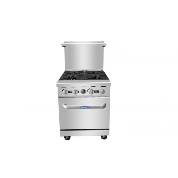 Atosa AGR-4B 24in Wide, (4) Open Burner(s) With (1) Standard Oven(s), Natural Gas, (4) 32k BTU, Casters, ETL Listed