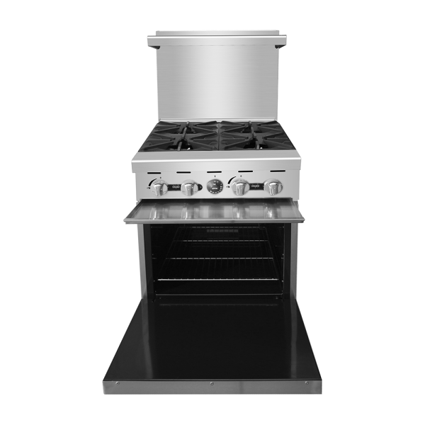 Atosa AGR-4B 24in Wide, (4) Open Burner(s) With (1) Standard Oven(s), Natural Gas, (4) 32k BTU, Casters, ETL Listed