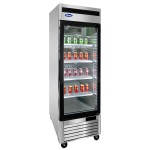 Atosa MCF8705GR 27in Wide, (1) Glass Door(s) Bottom Mount Stainless Steel Merchandiser Refrigerator, 19.1Cu.ft, 1/7hp, (4) Shelve(s), 115v, Casters, ETL Listed