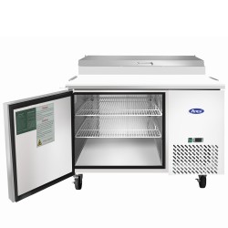 ATOSA MPF8201GR 44" WIDE (1) DOOR(S) REFRIGERATED PIZZA SANDWICH PREP TABLE, 9.7 CU.FT, (2) SHELVE(S), 1/7 HP, 115 V, CASTERS, ETL LISTED