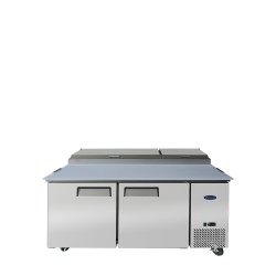 ATOSA MPF8202GR 67" WIDE (2) DOOR(S) REFRIGERATED PIZZA SANDWICH PREP TABLE, 18.5 CU.FT, (4) SHELVE(S), 1/5 HP, 115 V, CASTERS, ETL LISTED