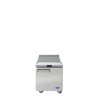 Atosa MSF8301GR 27in Wide, (1) Door(s) Refrigerated Standard Top Sandwich Prep Table, 7.2 Cu.ft, (1) Shelve(s), 1/7hp, 115v, Casters, ETL Listed