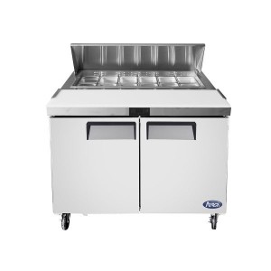 Atosa MSF8303GR 60in Wide, (2) Door(s) Refrigerated Standard Top Sandwich Prep Table, 17.2Cu.ft, (2) Shelve(s), 1/5hp, 115v, Casters, ETL Listed