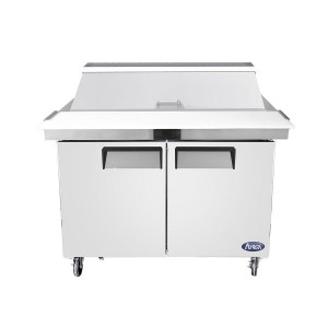 Atosa MSF8306GR 48in Wide, (2) Door(s) Refrigerated Mega Top Sandwich Prep Table, 13.4Cu.ft, (2) Shelve(s), 1/7hp, 115v, Casters, ETL Listed