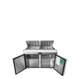 Atosa MSF8307GR 60in Wide, (2) Door(s) Refrigerated Mega Top Sandwich Prep Table, 17.2Cu.ft, (2) Shelve(s), 1/5hp, 115v, Casters, ETL Listed