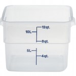 CAMBRO 12SFSPP190 12 QT SQUARE FOOD CONTAINER, TRANSLUCENT POLYPROPYLENE, 11-1/4" x 12-1/4" x 8-1/4", NSF LISTED