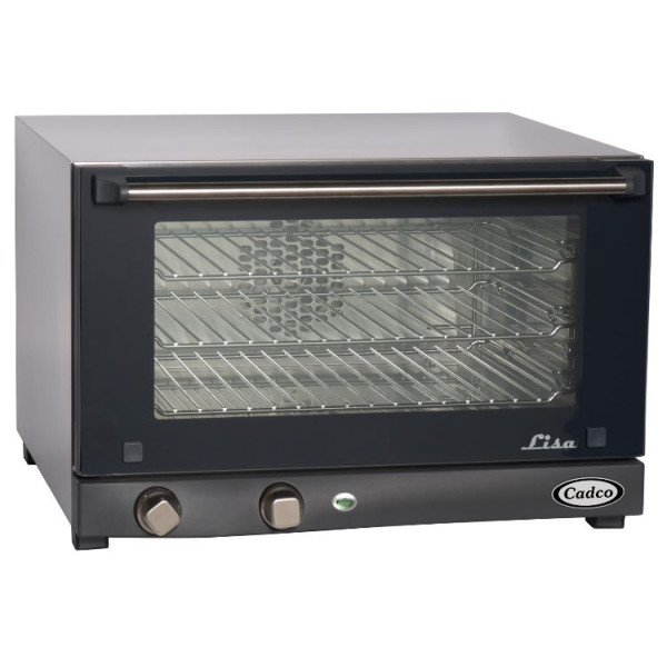 Cadco OV-013 Medium Duty Half Size Electric Manual Control Countertop Convection Oven, 1.34Cu.ft, (3)Shelve(s), 120v/60/1ph, 1450w, 12A, NSF Listed