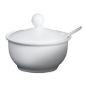 Cameo 210-35 4oz Imperial White Ceramic Chili Pot with Spoon, 48 each