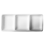 Cameo 710-029 13-1/2 fl oz White Ceramic Rectangular 3-Divided Sauce Dish, 36 each