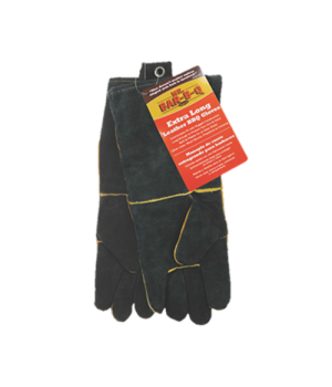 Chef Master 40113Y Extra Long Leather Barbecue Gloves, 1 Pair