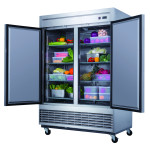 Dukers D55F 55in Wide, (2) Solid Door(s) Bottom Mount Reach-Ins Upright Freezers, 40.74 Cu ft, (8) Shelve(s), 1hp, 115v, Casters, ETL Listed