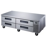 Dukers DCB72-D4 72in Wide (4) Drawer(s) Refrigerated Chef Base, (24) Pan(s), 1/5hp, 110v, Casters, ETL Listed