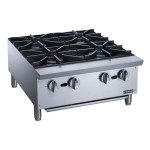 Dukers DCHPA24 24 inch Wide, (4) Burner(s) Countertop Hot Plates, (4) 28k BTU, Natural Gas, SA Listed, 1 each