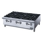 Dukers DCHPA36 36 inch Wide (6) Burner(s) Counter Top Hot Plates, (6) 28k BTU, Natural Gas, SA Listed, 1 each