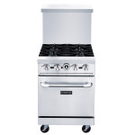 Dukers DCR24-4B 24in Wide, (4) Open Burner(s) with Standard Oven, Natural Gas, 162k Total BTU, SA Listed