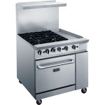 Dukers DCR36-4B12GM 36in Wide, (4) Open Burner(s) and 12” Right Griddle with Standard Oven, Natural Gas, 195k Total BTU, SA Listed