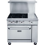 Dukers DCR36-4B12GM 36in Wide, (4) Open Burner(s) and 12” Right Griddle with Standard Oven, Natural Gas, 195k Total BTU, SA Listed