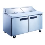 DUKERS DSP60-16-S2 60” WIDE (2) DOOR (S) REFRIGERATED STANDARD TOP SANDWICH PREP TABLE, 14.33 CU.FT, 2 SHELVES, 16 PANS, CASTERS, 1/5 HP, 110 V,  ETL LISTED