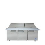 Atosa MSF8308GR 72 inch Wide, (3) Door(s) Refrigerated Mega Top Sandwich Prep Table, 21.1 Cu.ft, (3) Shelve(s), 1/5hp, 115v, Casters, ETL Listed