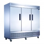 Dukers D83R 83in Wide, (3) Solid Door(s) Bottom Mount Reach-Ins Upright Refrigerators, 64.8 Cu ft, (12) Shelve(s), 1/2+hp, 115v, Casters, ETL Listed