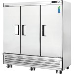 Everest EBF3 74-3/4 inch Wide, (3) Solid Door(s) Bottom Mount Upright Reach-Ins Freezer, 71 Cu.ft, (9) Shelve(s), 115v, (2)3/4hp, Casters, NSF Listed