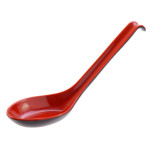 023-BR 0.6oz Black Red Color Melamine Spoon with Hook, 7 inch, 60 each