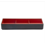W1-281-4 3-Comparment Black & Red Color Lacquer Bento Lunch Box, 14-1/4 x 4 -7/8 x 2 -1/4 inch, 1each