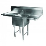 1-COMPARTMENT 18" x 18" BOWL SINK WITH RIGHT AND LEFT DRAIN BOARDS, STAINLESS STEEL, ETL LISTED