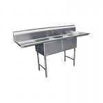 2-COMPARTMENT 18" x 18" BOWL SINK WITH RIGHT AND LEFT DRAIN BOARDS, STAINLESS STEEL, ETL LISTED
