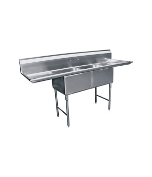 GSW SEE18182D 2-Compartment Stainless Steel Sink with Left & Right DB, 18 inch Tubs, ETL Listed, 1 each