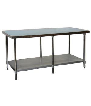 GSW WT-EE2496 Economy Stainless Steel Work Table with Galvanized Under-Shelf & Legs, 96 x 24  x 35 inch, ETL Listed, 1 each
