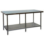 GSW WT-EE3072 ECONOMY WORK TABLE, STAINLESS STEEL TOP, GALVANIZED UNDER-SHELF & LEGS, 72" W x 30" D x 35" H, ETL LISTED