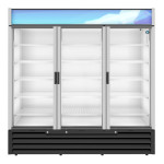 Hoshizaki RM-65-HC 78 inch wide Bottom Mount (3) Glass Door(s) Merchandiser Refrigerator, 56.04 Cu.Ft, (5)Shelve(s) per section, 1/3hp+1/3hp, 115v/60/1, UL Listed