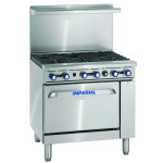 Imperial® AR-6 36 inch Wide, (6) Open Burner(s) With (1) Standard Oven(s), Natural Gas, 227k BTU, ETL Listed