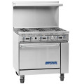 Imperial® IR-6-C 36 inch wide Restaurant Range, (6)Open Burner(s) and (1)Convection Oven(s), Natural Gas, 222k total BTU, 120v/60/1, NSF Listed