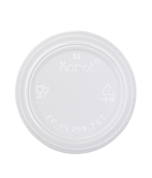 Karat® FP-PL200-PET PET Plastic Flat Lid for 1/1.5/2oz Portion Cups, 60mm, 2500/cs, 1 each