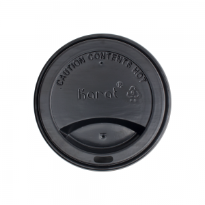 Karat® C-KDL516B-PP 90mm Black PP Sipper Dome Lids. Fit 10-24oz Hot Paper Cup, 1000/cs, 1 each