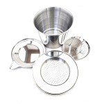 Stainless Steel X-Large Coffee Filter, 5 inch (12.7cm) Diameter, 4 pcs set, 1 each
