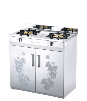 DBHQ 2-Burner Stove with Stand and Cabinet, Liquid Propane(LP), 22k BTU, Stainless Steel, 1 each