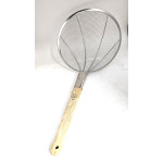 12.5 inch (32cm) Stainless Steel Round Skimmer with 16 inch Bamboo Handle, Coarse Mesh, 1 each