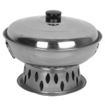 Thunder Group SLAL04A Alcohol wok Set With Lid and Base, 11" Dia (28 cm), Stainless Steel