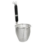 Thunder Group SLNS001 5-1/2" Diameter x 5-7/8" Height, Noodle Skimmer, Stainless Steel Mesh with 8-7/8" Flat Wooden Handle