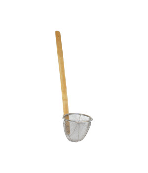 Thunder Group SLNS005 5-1/2 inch Stainless Steel Mesh Noodle Skimmer with Bamboo Handle, 1 each