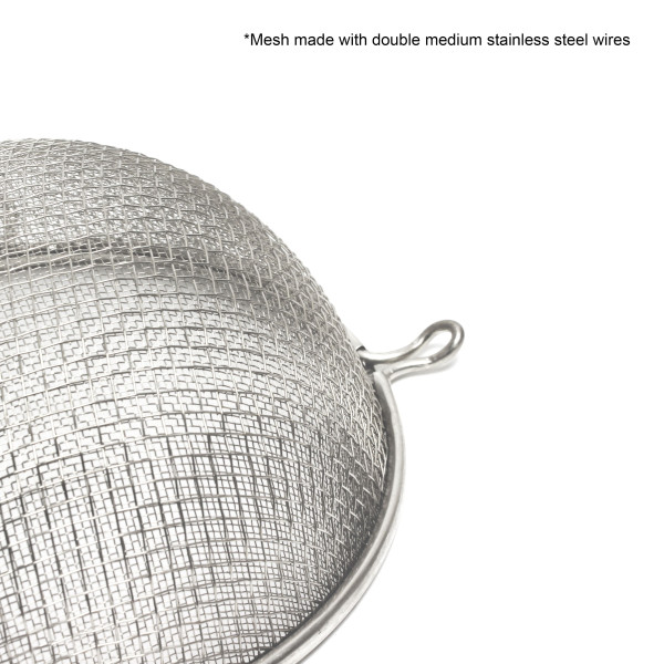 Thunder Group SLSTN5406 6 inch Medium Double Mesh Stainless Steel Strainer with Wood Handle, 1 each