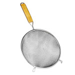 Thunder Group SLSTN5408 8 inch Medium Double Mesh Stainless Steel Strainer with Wood Handle, 1 each