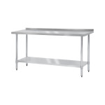 Thunder Group SLWT42460F4 Stainless Steel Flat Top Worktable with 4 inch BackSplash and Galvanized Under-Shelf, 30 x 60 x 35 inch, NSF Listed, 1 each 