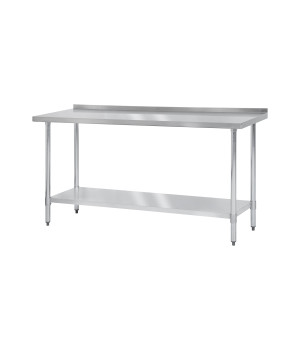 Thunder Group SLWT42460F4 Stainless Steel Flat Top Worktable with 4 inch BackSplash and Galvanized Under-Shelf, 30 x 60 x 35 inch, NSF Listed, 1 each 
