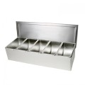Thunder Group SSCD005 Stainless Steel 5-Compartment Condiments, 14-7/8 x 5-7/8 x 3-3/8 inch, 1 each
