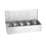 Thunder Group SSCD005 Stainless Steel 5-Compartment Condiments, 14-7/8 x 5-7/8 x 3-3/8 inch, 1 each