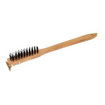 Thunder Group WDBS020H 20 inch Black Metal Wire Brush with Scraper and Wood Handle, 1 each